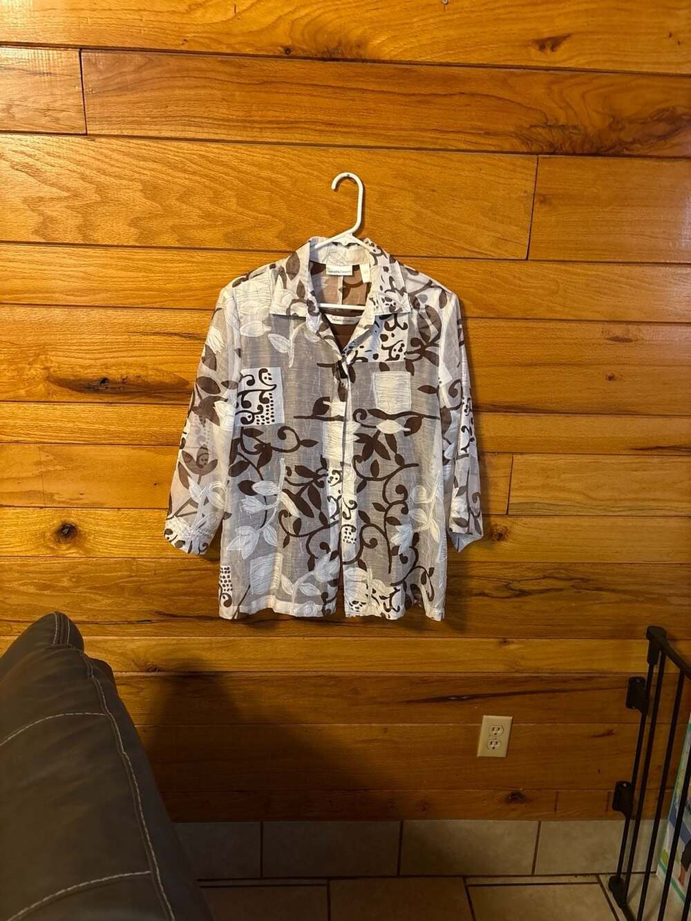 Draper's & Damon's Sheer Floral Button-Down Layering Top